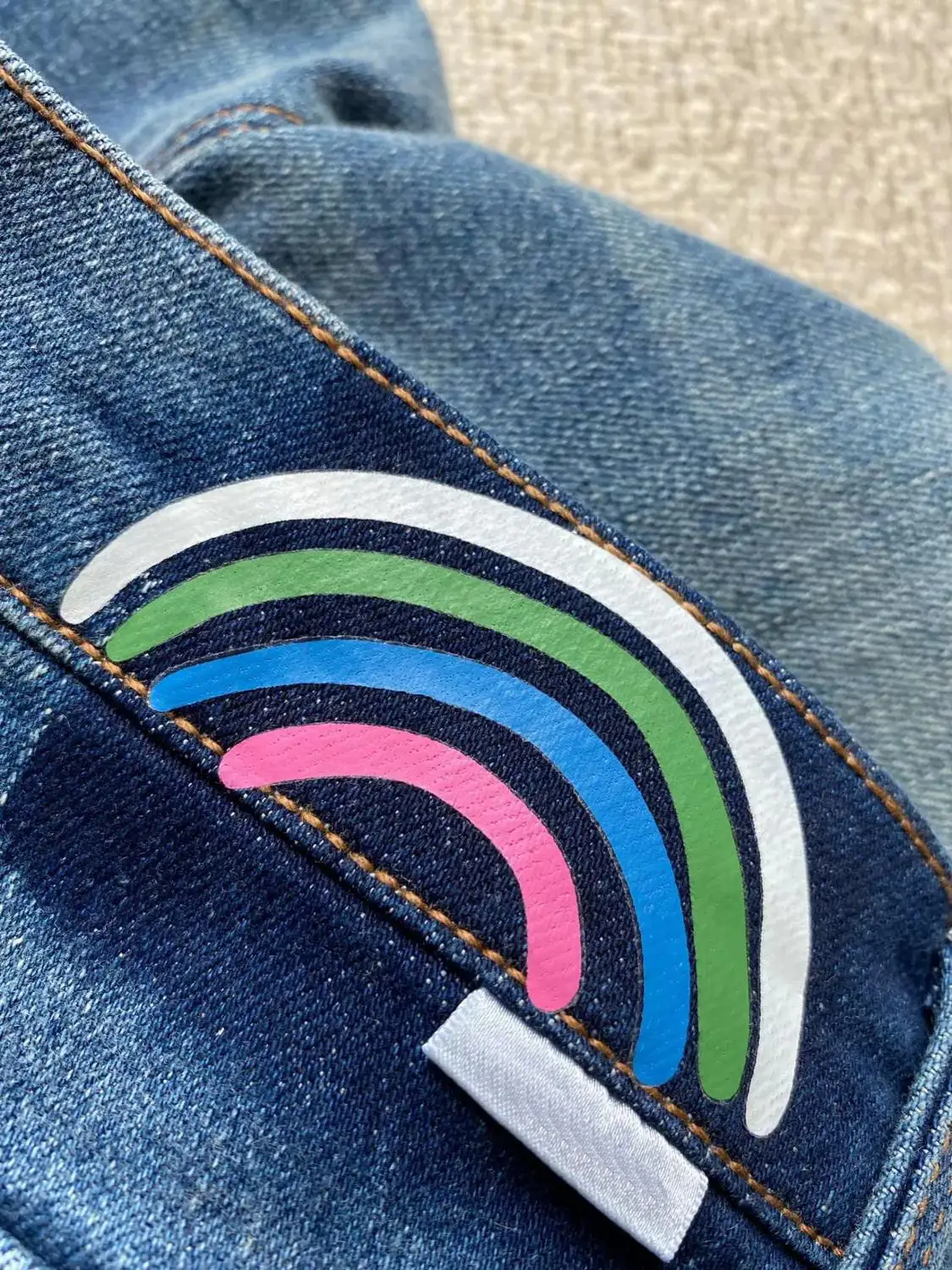 Женские джинсы с завышенной талией Rainbow повседневные Прямые женские до щиколотки
