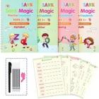 4 книги + ручка + наклейка, волшебная книга для обучения, Бесплатная Чистка, детская игрушка, наклейка для письма, тетрадь на английском языке для каллиграфии, игрушки Монтессори