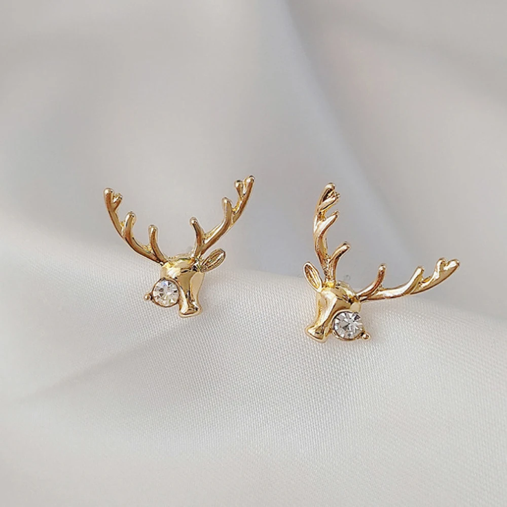 

Elk Crystal Deer Stud Earrings Creative Christmas Animal Pendientes Jewelry Decorations For Women Fashion Earrings Cute Gifts