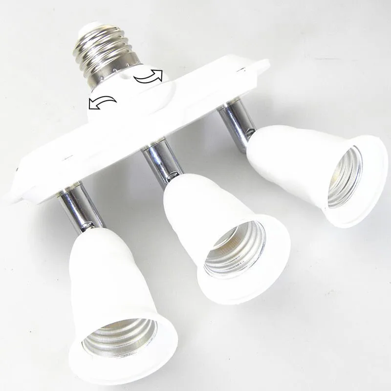 

3 in 1 E27 Adapter Converter Horizontal Designed 360 Degrees Adjustable 180 Degree Bendable Light Socket Splitter