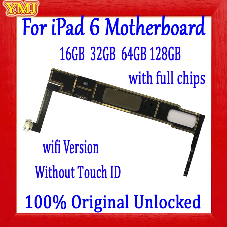 

16GB 32GB 64GB For iPad 6 Air 2 Motherboard WiFi Version Factory Unlocked Logic Board For iPad 6 Air 2 with/no Touch ID A1566