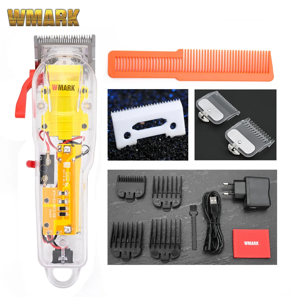  2020 WMARK New Model NG-108 Rechargeable Hair Cutting Machine Hair Clippers Trimmer Transparent Cover White Or Red Base 7300rpm 