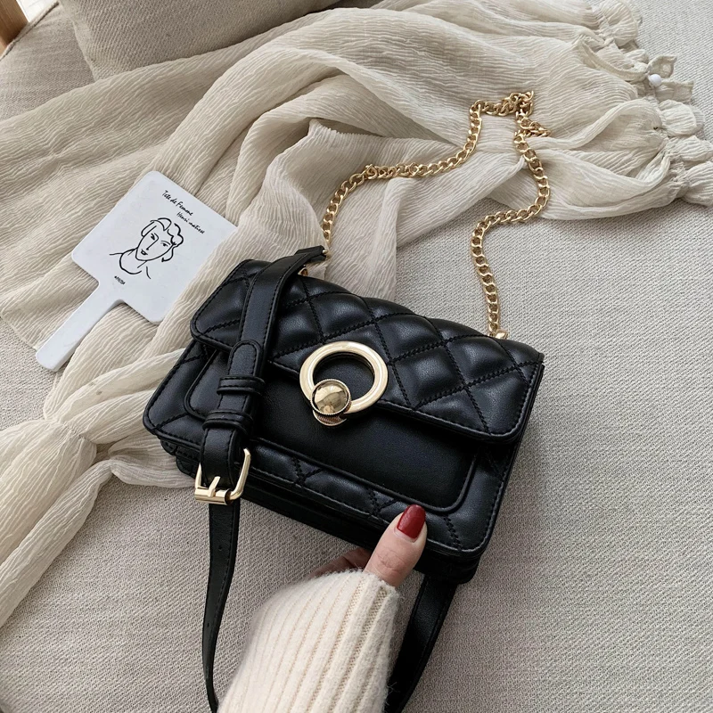 New Women's Large capacity Metal Chain Shoulder Bag PU Leather Clutch Hasp Handbag Ladies Crossbody | Багаж и сумки