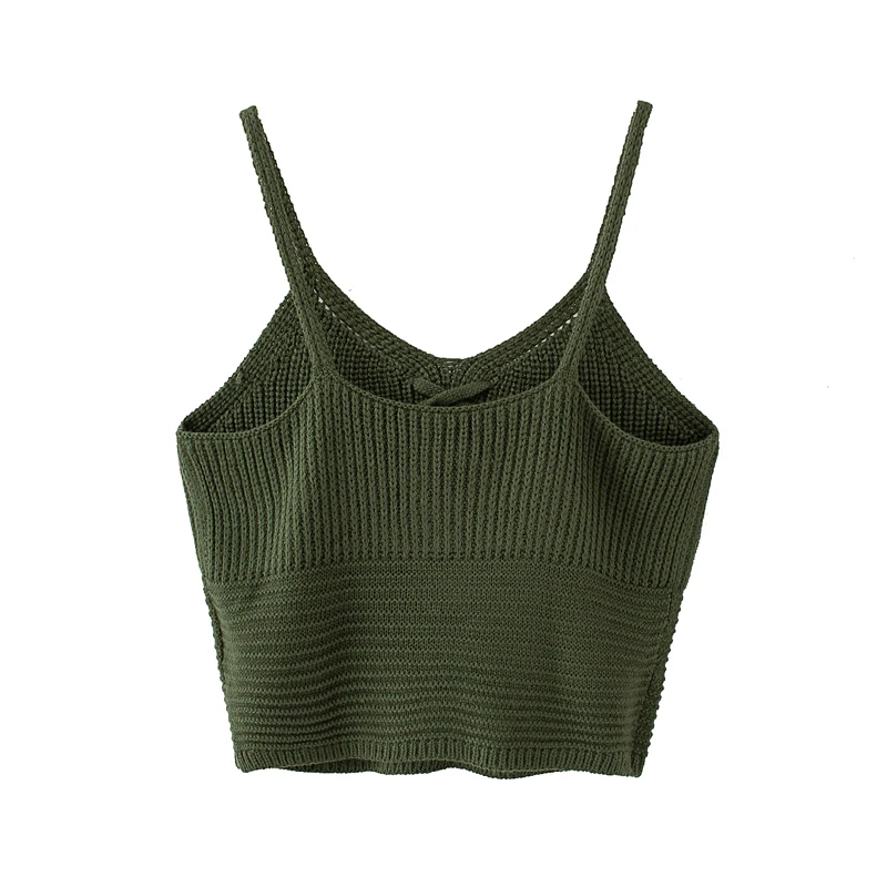 

Summer women's camisole casual solid color bow decoration short knit camisole