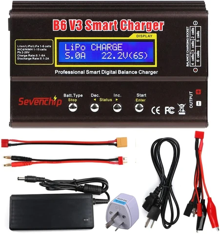 Балансирующее зарядное устройство iMAX B6 V3 80 Вт, 6 А, для батарей LiHv, LiPo, NiMh, Li-Ion, NiCd, для радиоуправляемых моделей, с функцией зарядки/разрядки, с адаптером 15 В, 6 А