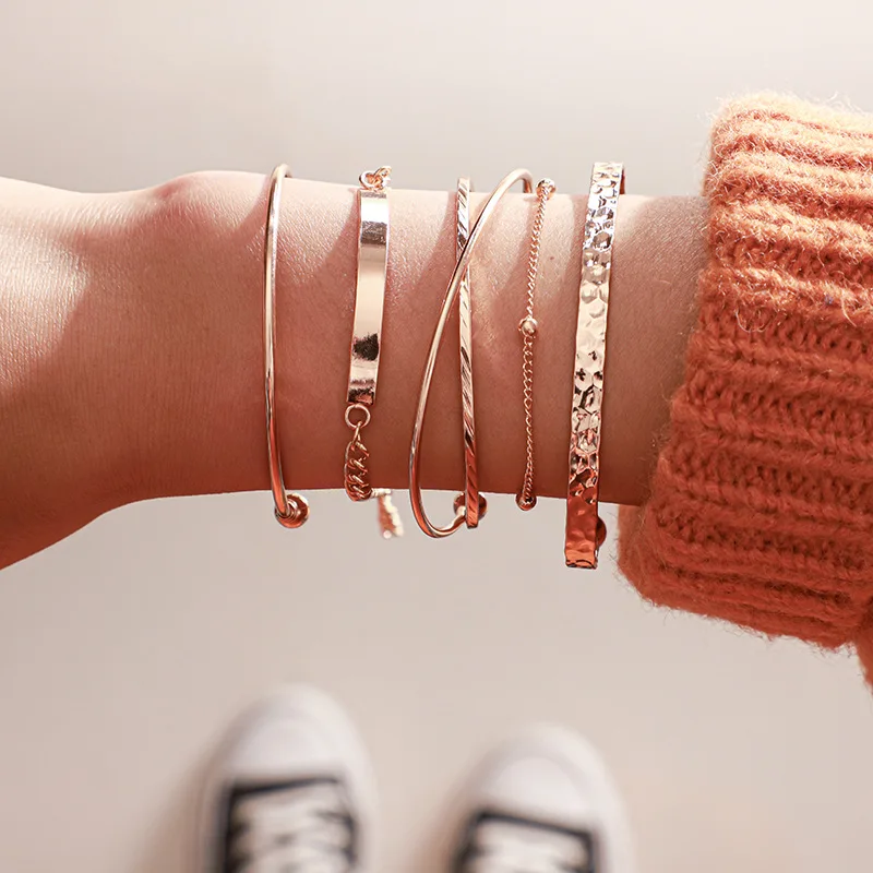 

Bohemian Gold Leaf Tassel Bracelet Set Jewelry Geometric Multilayer Crystal Moon Wings Flower Lucky Blue Eyes Charm Bracelet Set