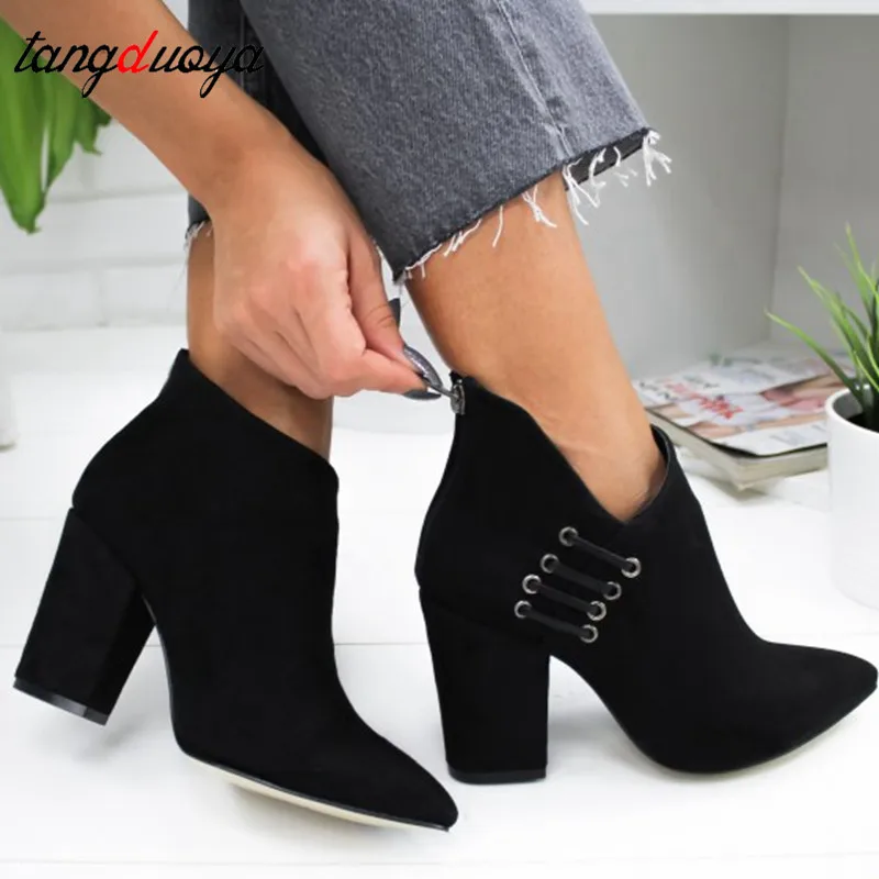 Женские ботильоны с острым носком на высоком каблуке Размеры 35-43 | Обувь