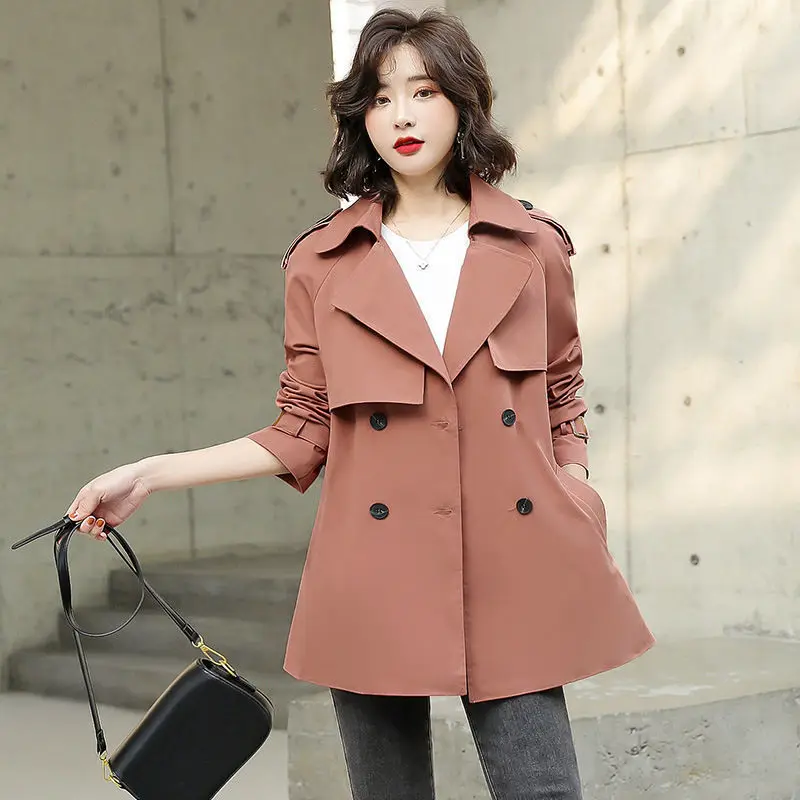 

Short Women's Windbreaker 2021 New Spring And Autumn Fashion Wild Female Trench Coat Plus Size Slim Lady Outerwear