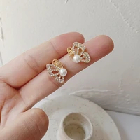 korean fashion jewelry earrings butterfly simulation pearl rhinestone statement earrings oorbellen earrings for women wholesale