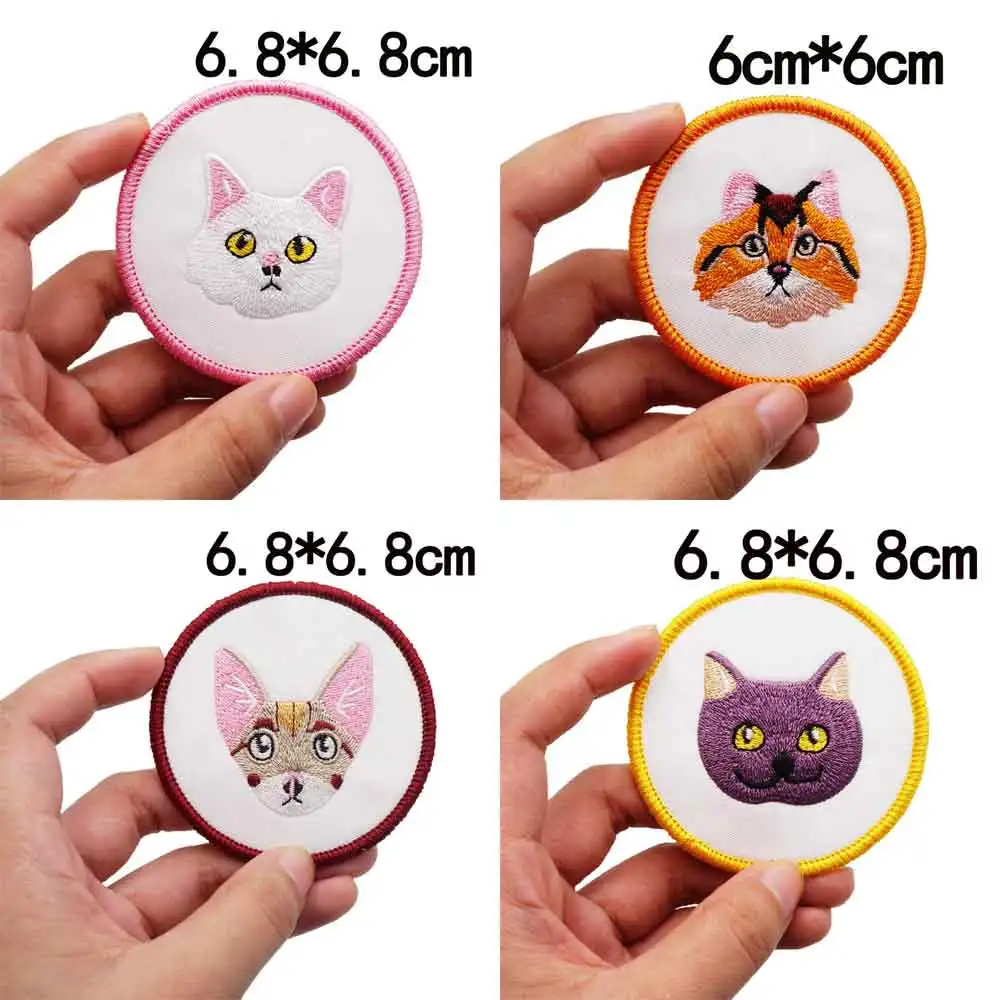 

CUTE CAT Embroidered punk biker Patches WITH HOOK BACKING