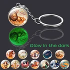 Светящийся знак зодиака, брелок, Скорпион, Лев, рак, Овен, рыбы, украшения, стеклянный шар, светится в темноте, подарок на день рождения