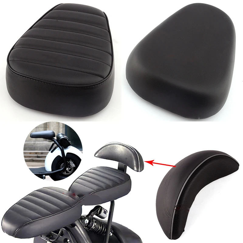 

Motorcycle Seat Passenger Sissy Bar Backrest Cushion Pad For Harley Honda Suzuki Kawasaki Electric Scooter Black Leather Seats