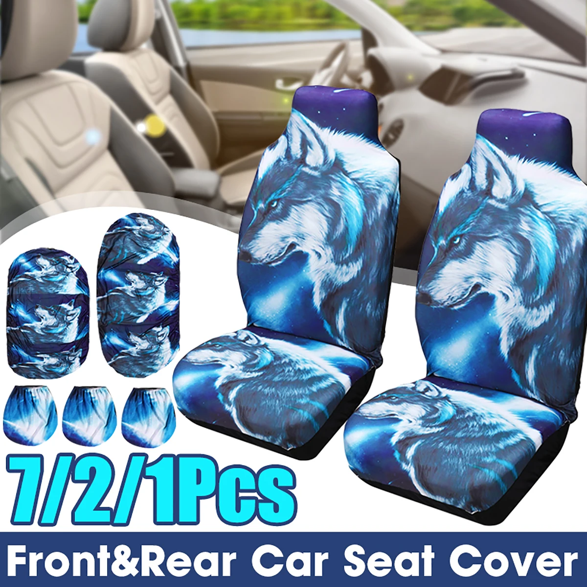 1/2/7 шт. 3D животных &quotВолк&quot универсальный чехол для автомобильных сидений
