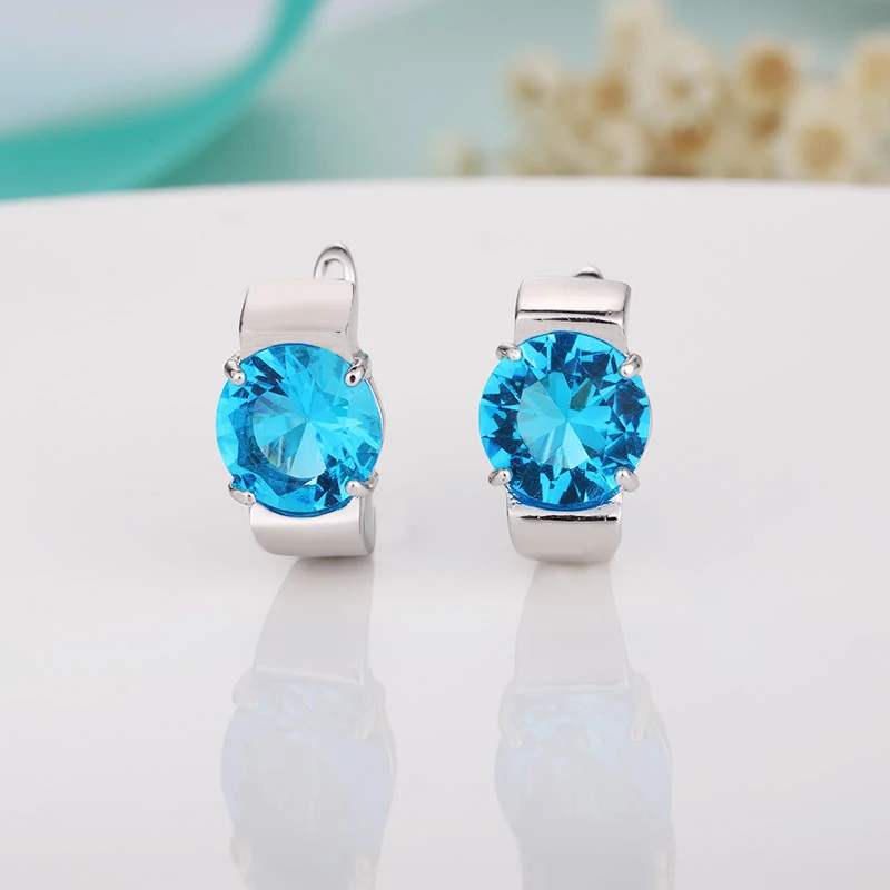 1-silver MAIKALE простые серьги с цирконием кубической Огранки Красный/синий/черный/зеленый 10 мм CZ бисера золото/серебро серьги для женщин Корейский подарок ювелирных изделий - Окраска металла: 1-silver
