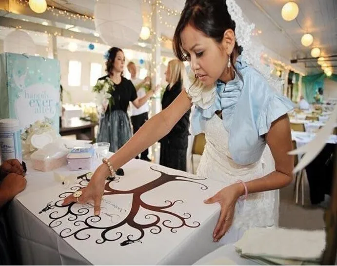 

Bojar- big size 30*40cm Romantic Style Fingerprint Wedding Tree Wed Signature Wall Paper Wal Decoration