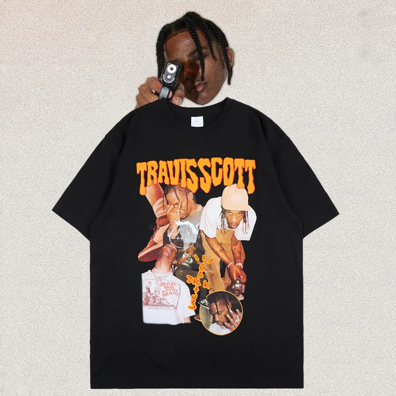 2021 модные принтом Трэвиса Скотта Asap Rocky Футболка для подростков мужчин и женщин в