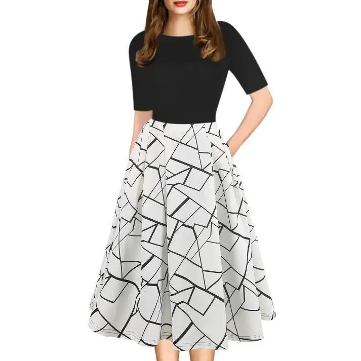 Женское платье с принтом на весну и лето Элегантное повседневное плиссированное