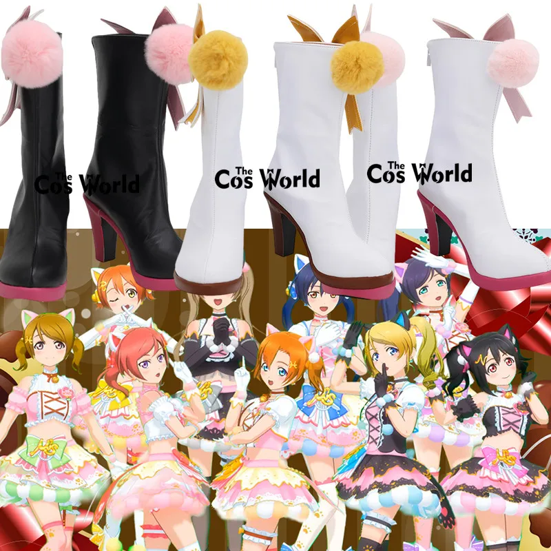 

Love Live Cat Twin Tail Arcade Game Honoka Kotori Umi Eli Nozomi Maki Rin Hanayo Nico Anime Cosplay High Heels Shoes Boots