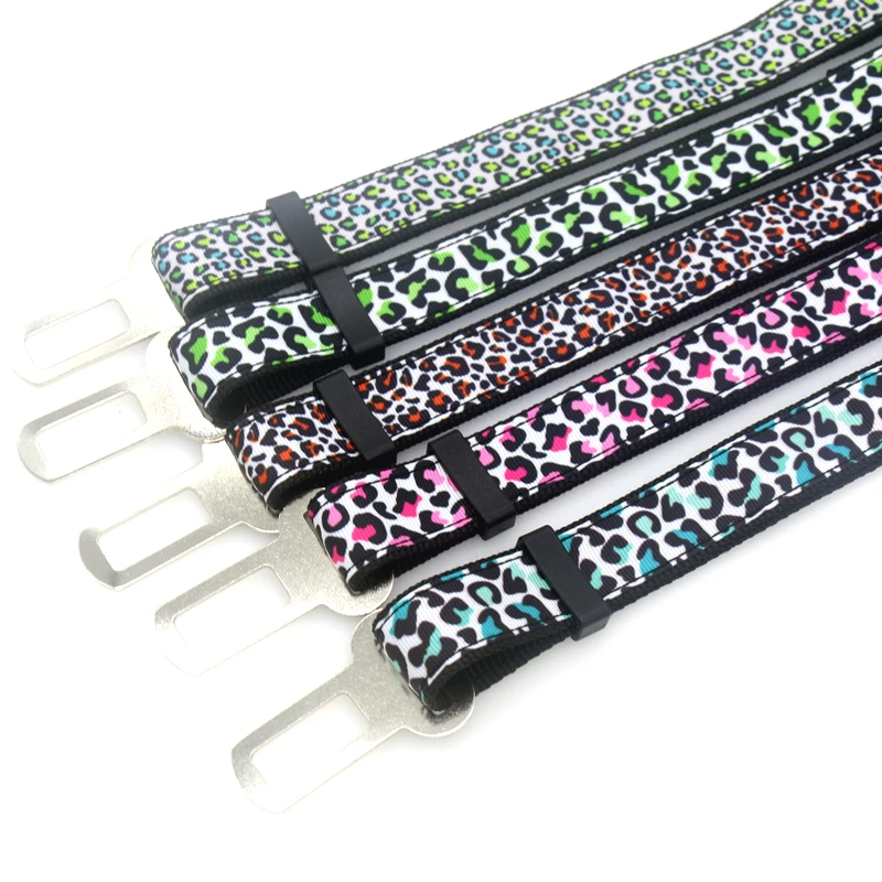 

DHK 1'' 25mm Dog Seat Belt Zebra Leopard Pattern Personalized High Quality Ribbons Adjustable Dog Car Seat Belts C1959