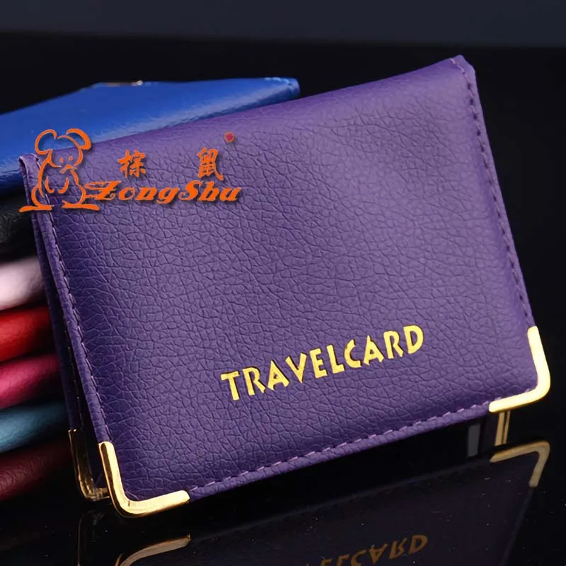 New Europe travel card holder PU leather ID card protection cover bag Litchi pattern case holder images - 6