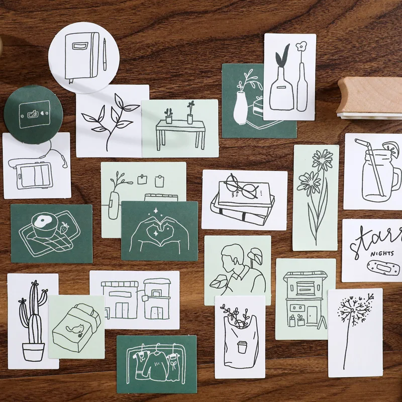 

40pcs Writing Sticker Simple Painting Decoration Album Diary Journal Scrapebook Laptop Suitcase Phone Paper Stationery Gift