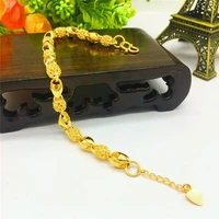fashion gold color bracelet womens wedding engagement delicate charms bracelet not fade yellow gold jewelry birthday gift