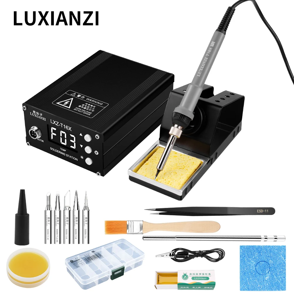 LUXIANZI 72w Digital Display Electronic Soldering IronAdjustable Temperature Welding Iron Tip Repair Tool T16 BGA Rework station