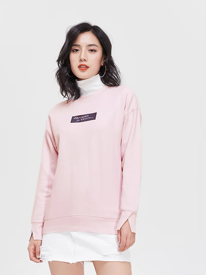 Li-Ning, Женский трендовый свитер, 80% хлопок, 16.5% полиэстер, 3.5% спандекс, обычная посадка, подкладка, спортивные свитера, топы AWDP064 WWW1017