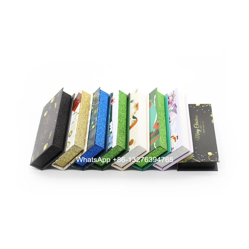 

Green Rectangle Christmas Theme Mink Lash Case Mink Eyelashes 3d Mink Hair Lashes Custom Eyelash Packaging With Your Logo