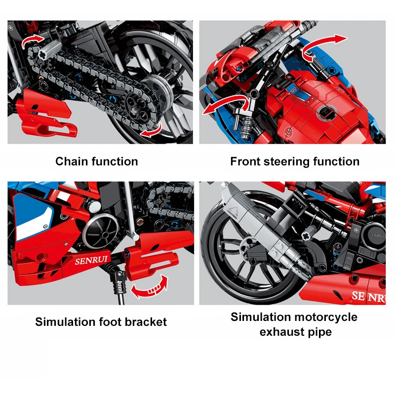 

SEMBO 857Pcs City High-tech Off-road Racing Motorbike Building Blocks Creative Motorcycle Model Bricks Toys Gifts For Children