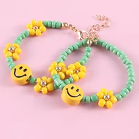 makersland smiley children pendant bracelet flowers beaded bracelets for girls gifts cute princess jewelry kids 2020 new