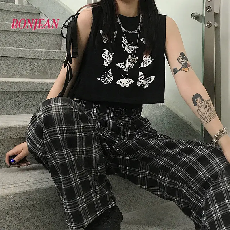 

Sexy Summer White Black Crop Top Funny T Shirts Sleeveless Butterfly Short Bustier Top Tee Topjes Women Underwear Birthday Gift