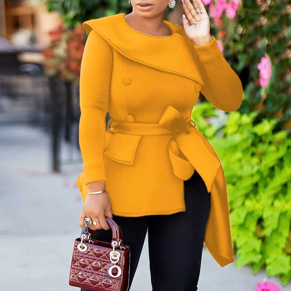 Осенняя африканская женская блузка топы 2019 зимняя Асимметричная Офисная Женская