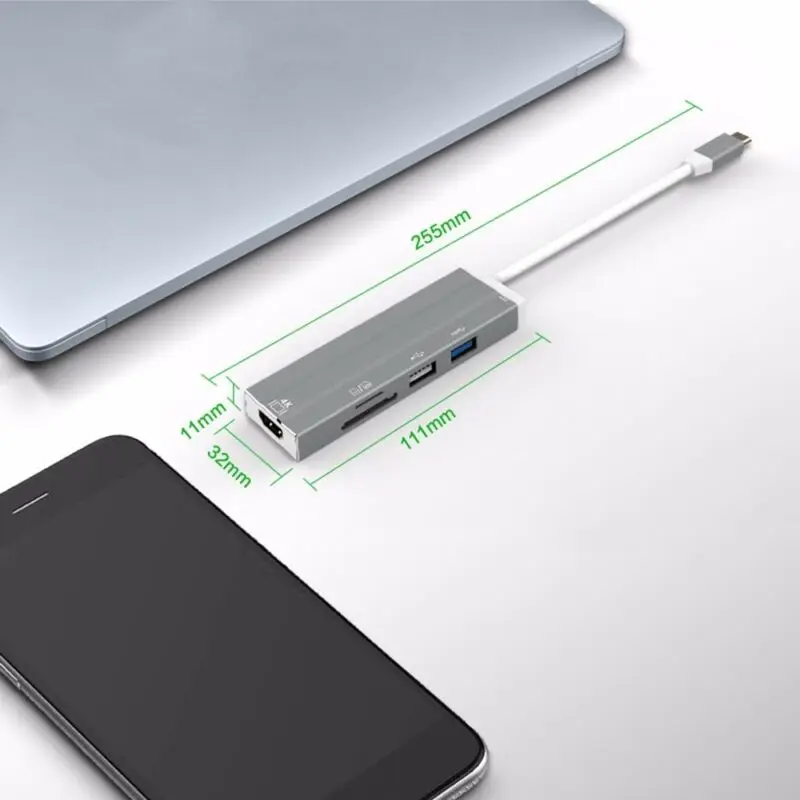 6 в 1 тип c к HDMI USB 4K 3 0 устройство для чтения карт SD TF PD зарядный адаптер