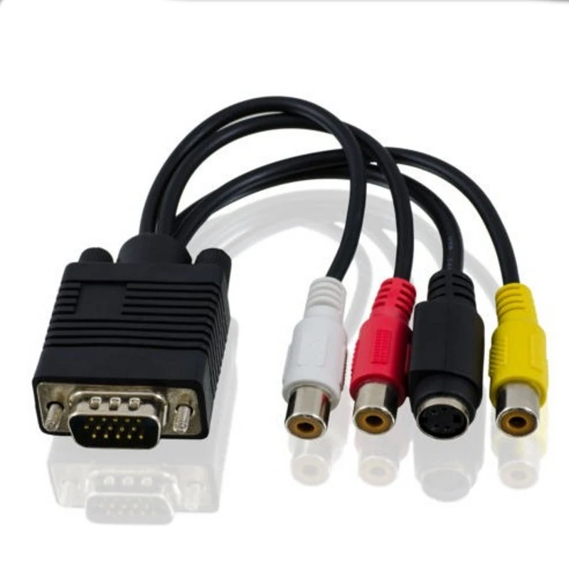

Переходник VGA папа-S-видео 3 RCA мама композитный AV ТВ-выход адаптер конвертер M/F кабель для ПК ноутбука