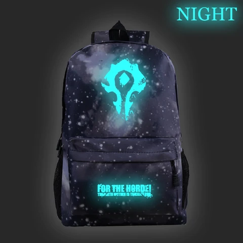 Светящийся рюкзак World of Warcraft для мужчин и женщин, детские дорожные сумки для книг, школьные ранцы для мальчиков и девочек для ноутбука