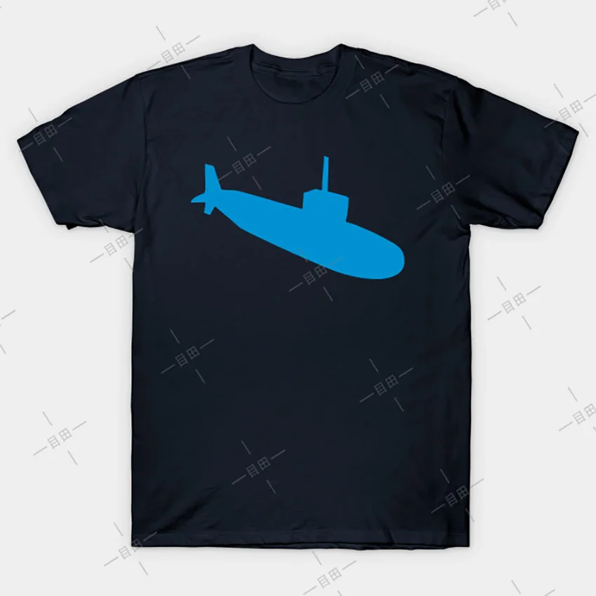 Blue Submarine Silhouette T-Shirt Tee graphics toys toy submarines submarine blue sea ocean underwater vehicle | Мужская одежда