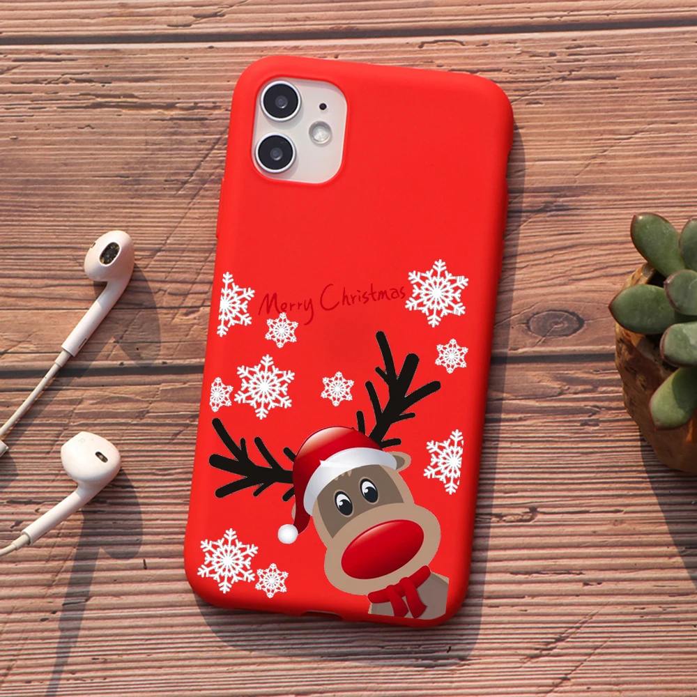 

PUNQZY Christmas Tree Merry Christmas Phone Case For iPhone 11 PRO X XR XS Max 6S 7 8 7plus SE 2020 Flower Soft Case Santa Claus