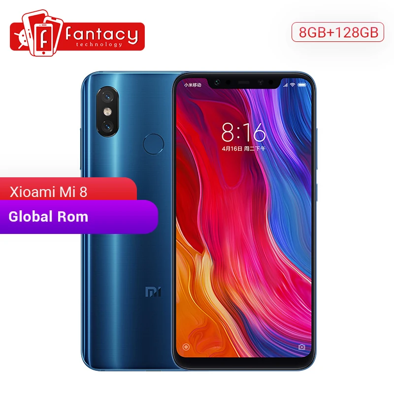 Глобальная ПЗУ Xiaomi Mi 8 Гб 128 ГБ Восьмиядерный процессор Snapdragon 845 6 21 дюйма 1080P AMOLED