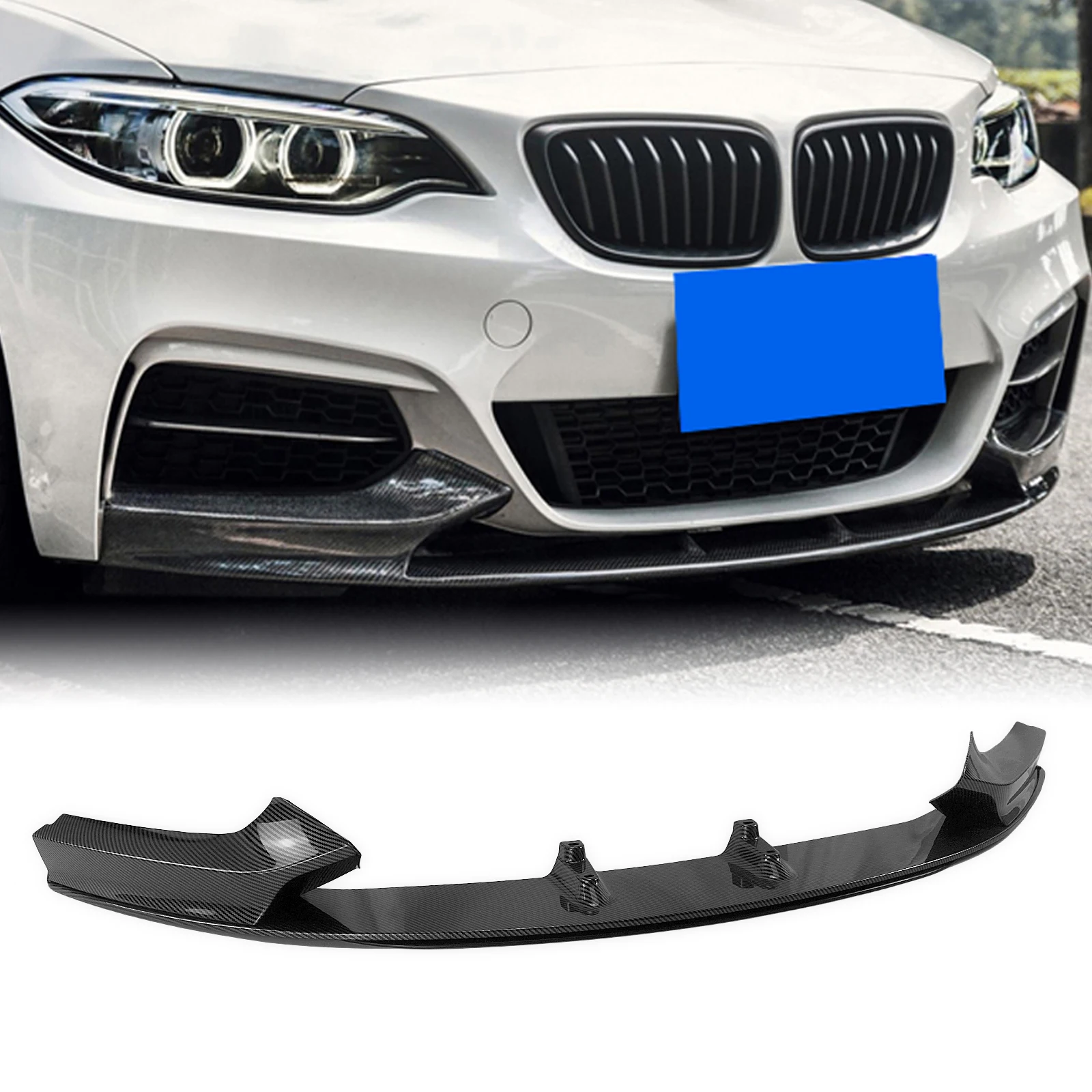 

For BMW 2 Series F22 F23 2014-2021 Front Bumper Spoiler Lip ABS Carbon Fiber Look Lower Splitter Guard Plate Car Body Kit Blade