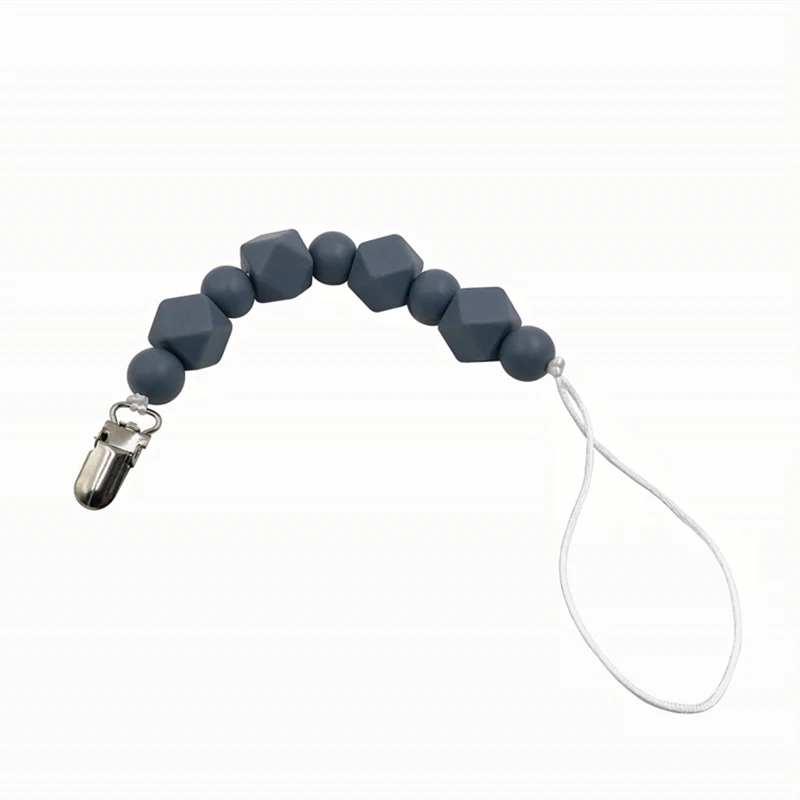Cadena de mordedor para beb&eacute;, mordedor org&aacute;nico, dentici&oacute;n Natural de agarre de juguete, cuentas de silicona, mordedor para beb&eacute; reci&eacute;n nacido, regalo DIY para beb&eacute;-2