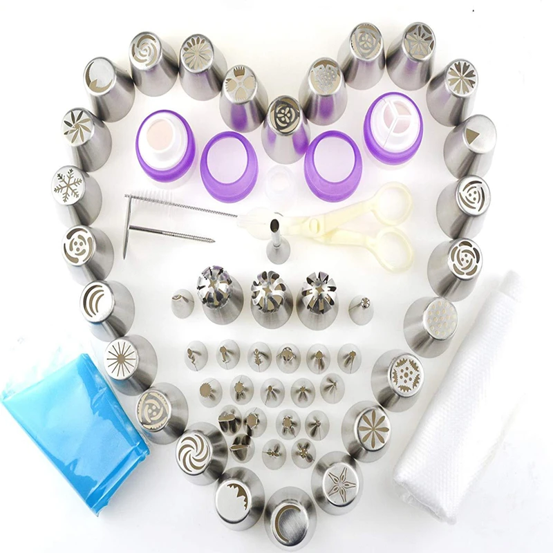 

88Pcs/Pastry Kit Silicone Pastry Bag Cream Nozzle Set Bakery Utensil Everything For Cakes Stainless Steel Reusable