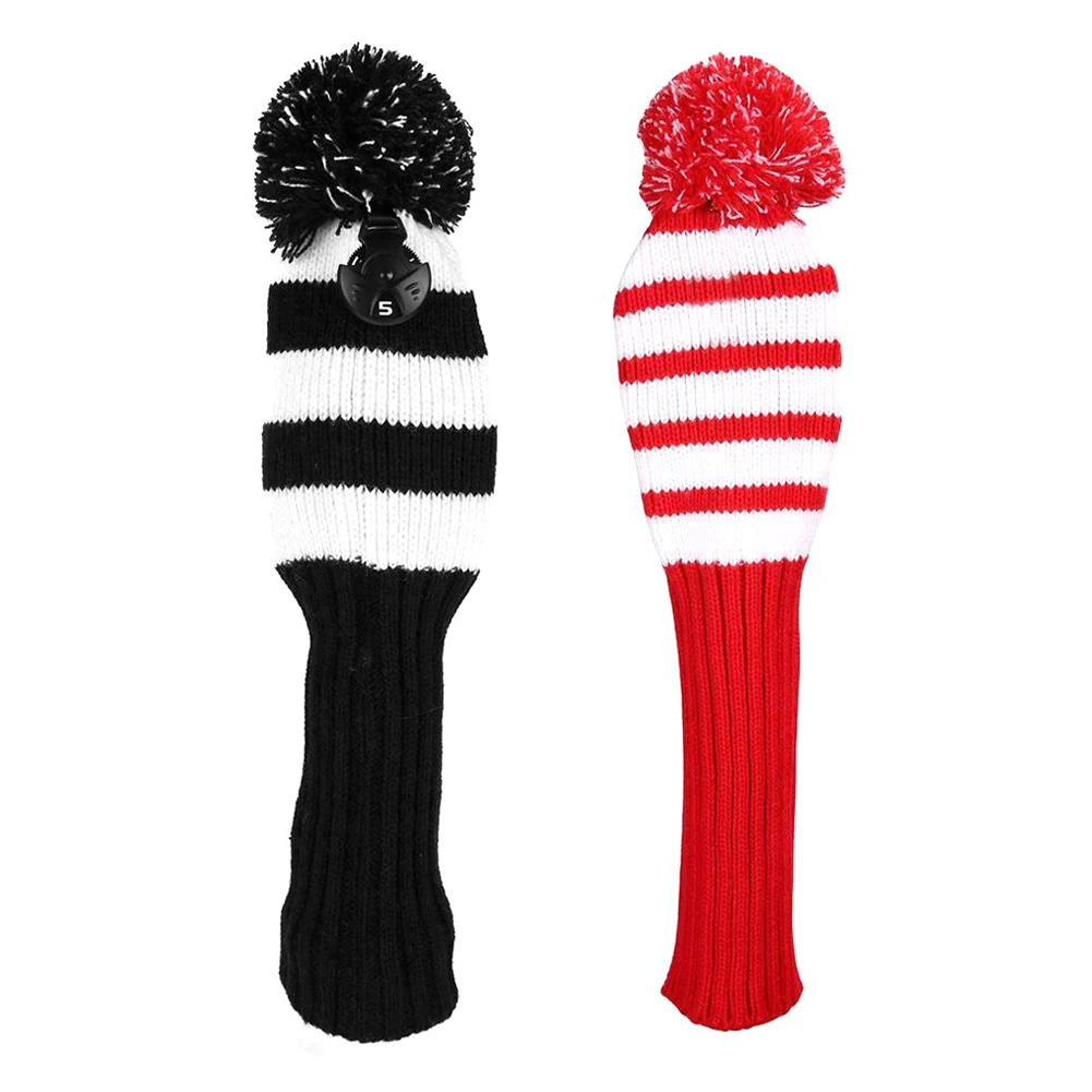 

Fairway Metal Wood Red/Black Golf Headcover Knit Pom Head Cover Set Durable Wear Resistant Golf Accessories In Stock