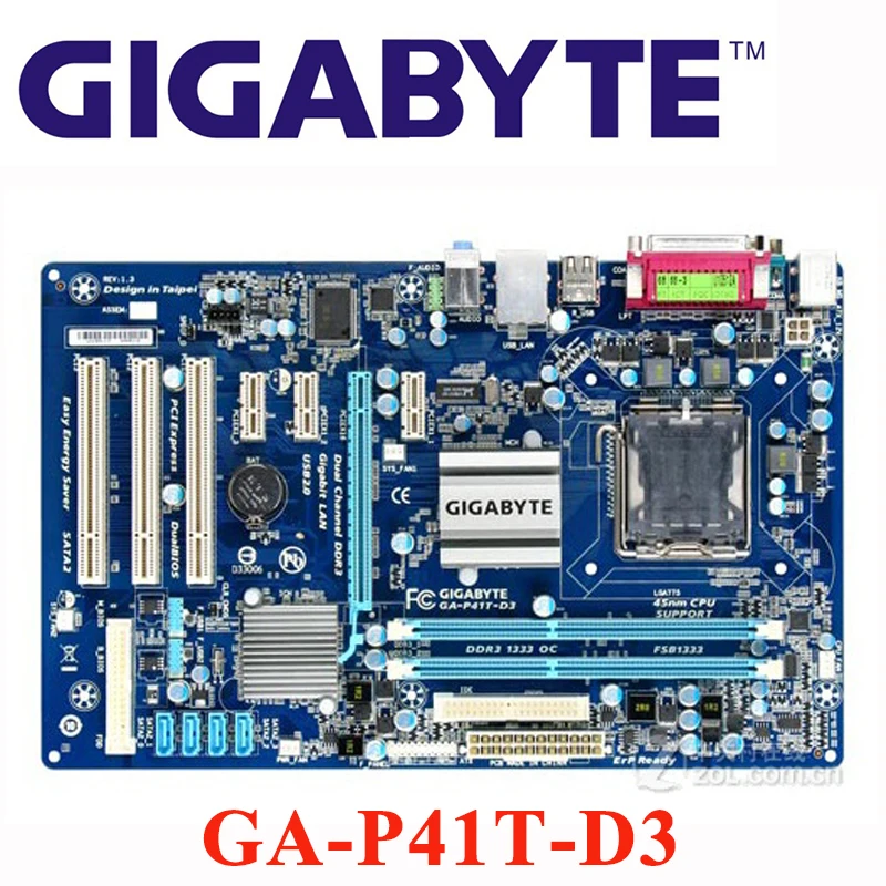 Для Intel G41 DDR3 Gigabyte 100% материнская плата USB2.0 8G SATA II P41T D3 системная PCI E X16