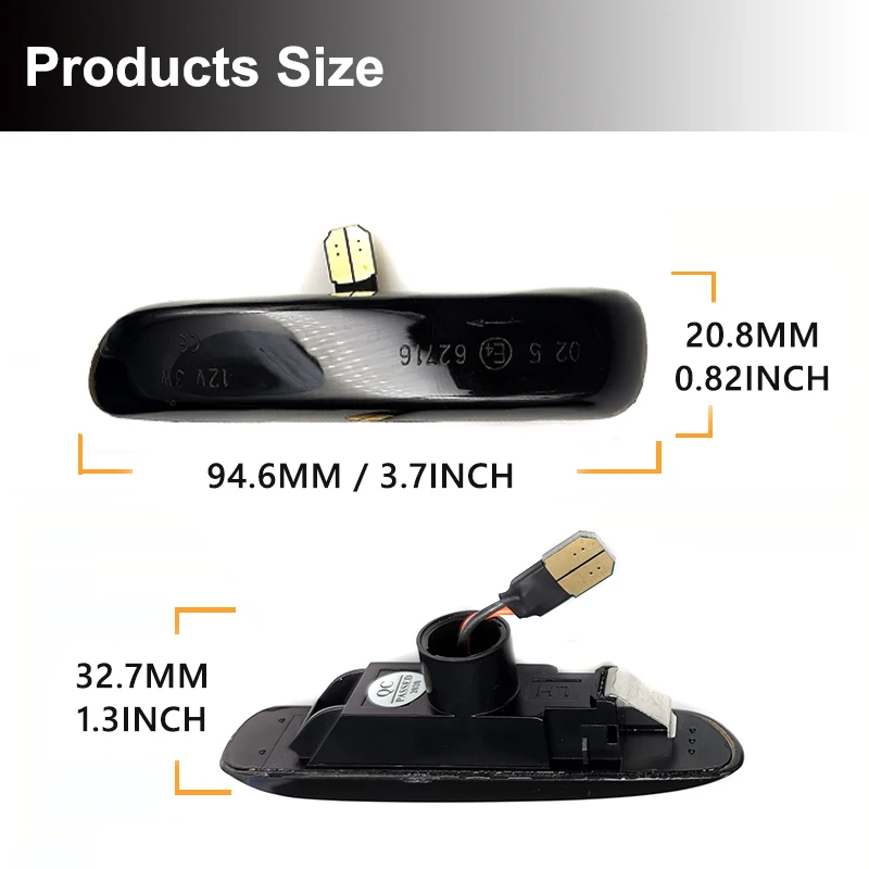 

2pcs Dynamic LED Side Marker Light Turn Signal Lamps For BMW 3 Series E46 Sedan Saloon Coupe Convertible Wagon Estate