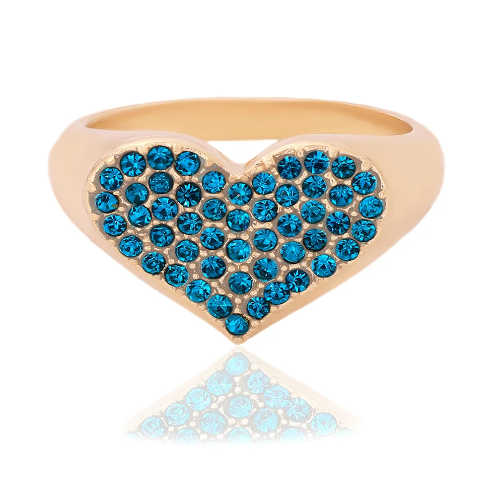 Heart Blue Лучшие женские модные свадебные кольца с кристаллами в стиле бохо для женщин, фирменный дизайн, Круглый сердечко, подарок для девочек, богемное стекло, кольца для обещаний, Лидер продаж - Цвет основного камня: Heart Blue