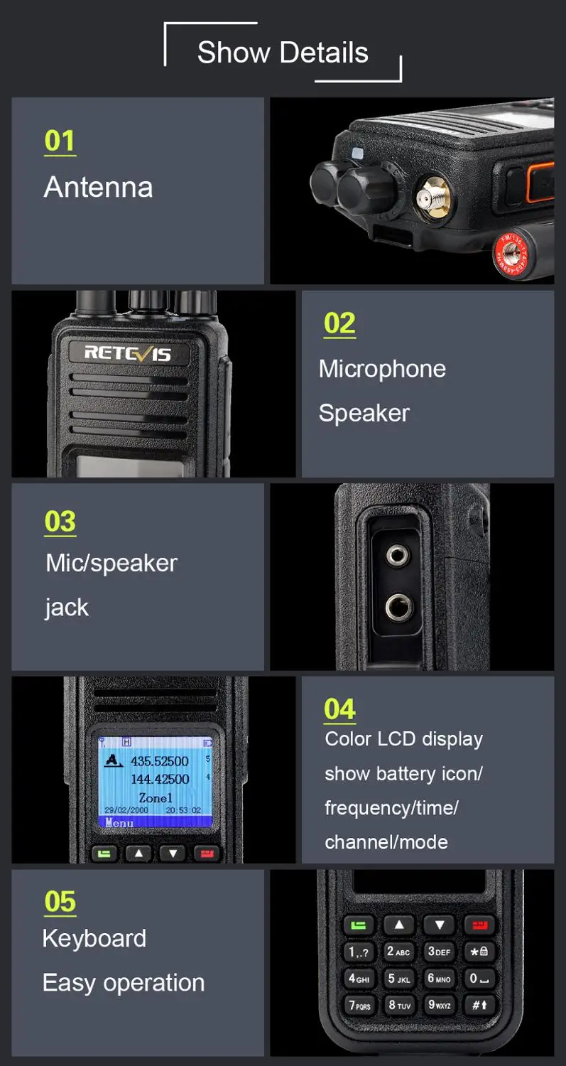 Двухдиапазонная цифровая рация DMR Walkie Talkie (GPS) 2 шт. Retevis RT3S VHF UHF DCDM TDMA Ham радио Hf