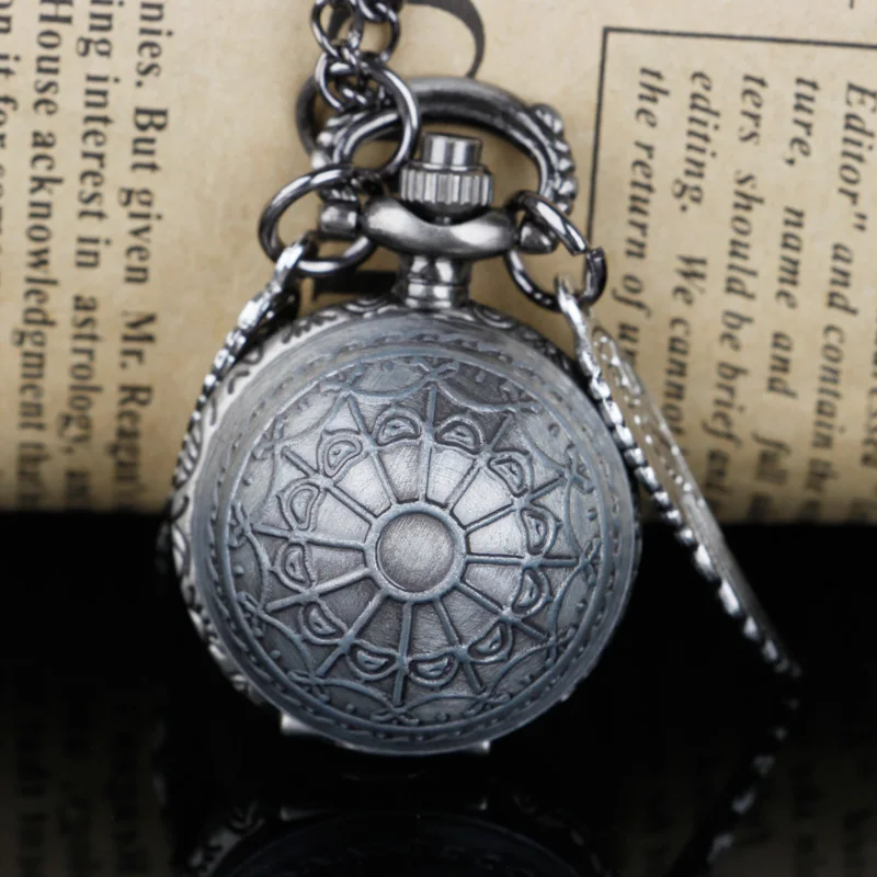 Модные Серебристые кварцевые карманные часы ожерелье призрак Джек полые резные