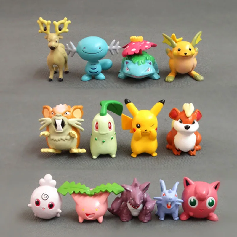 

Takara Tomy 13 шт./компл. 5 см Totodile Geodude Pidgeot Chikorita Пикачу Покемон фигурку Модель Коллекция игрушек для детей