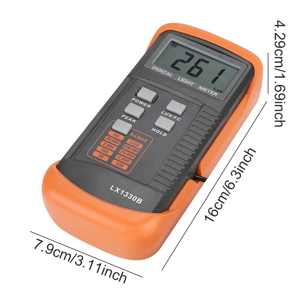 

Portable Illuminance Meter LX1330B Digital Illuminance LCD Digital Light Luxmeter Handheld Ambient Temperature Measurer